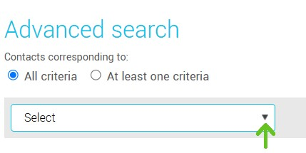 Select dropdown list to choose your first search criterion